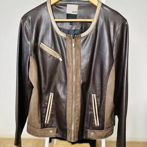 Faux leather & suede cropped jacket